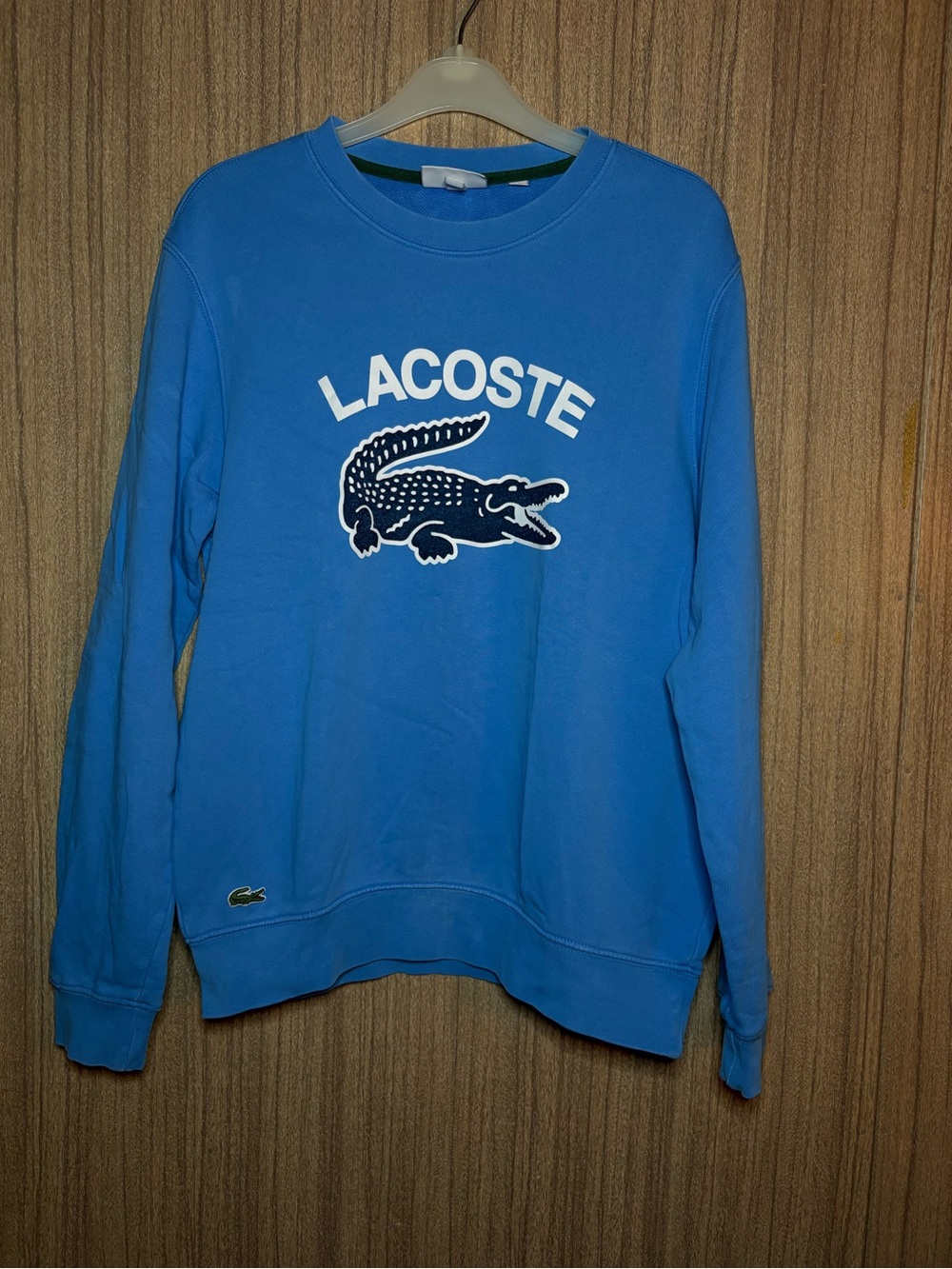 Lacoste Bright Blue Crewneck Sweatshirt with Embroidered Logo